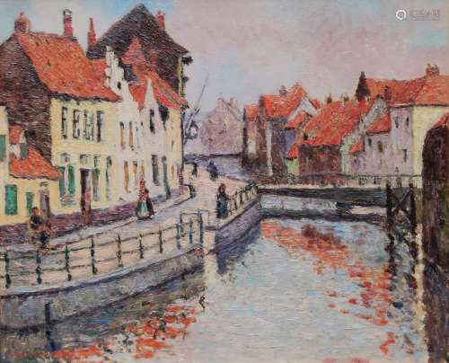 André WILDER (1871-1965) Canal à Bruges Huile sur toile sign...