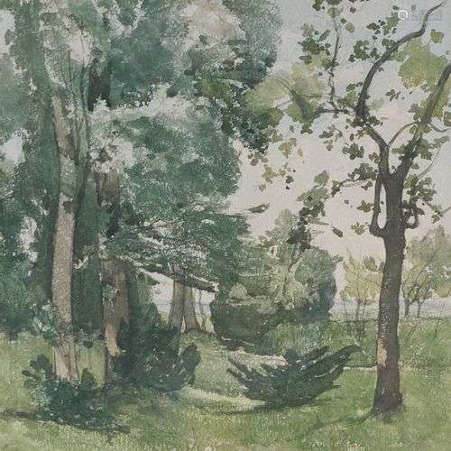 Henri Joseph HARPIGNIES (1819 - 1916) Sous bois Aquarelle si...