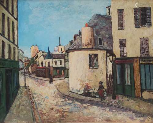 Elisée MACLET (1881-1962) Rue du du Mont Cenis Huile sur car...