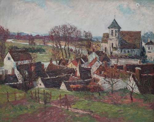 André WILDER (1871-1965) Village en Normandie, 1904 Huile su...