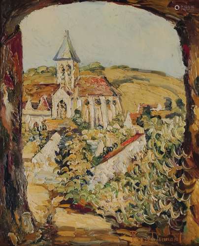 Pierre DUMONT (1884-1936) Vue de la Roche Guyon Huile sur to...