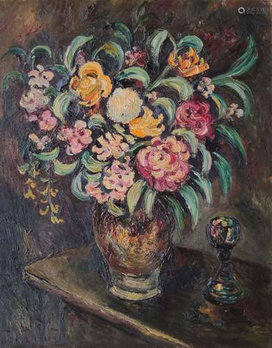 Pierre DUMONT (1884-1936) Bouquet de fleurs Huile sur toile ...