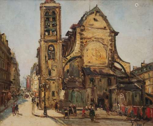Gustave MADELAIN (1867-1944) L'église Saint Nicolas, 1930 Hu...
