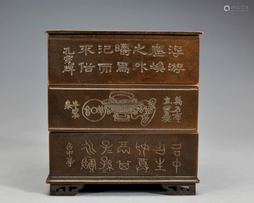 An Inscribed Bronze Incense Burner Qing Dynasty