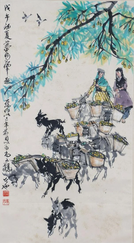 A Chinese Painting Hanging Scroll Signed Huangzhou