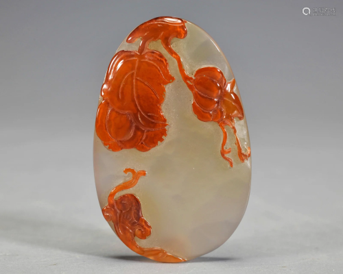 A Carved Agate Plaque Qing Dynasty