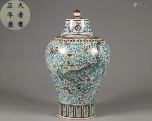 A Doucai Glazed Vase Meiping Qing Dynasty