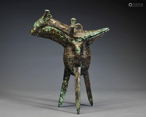 A Bronze Wine Vessel Jue Shang Dynasty