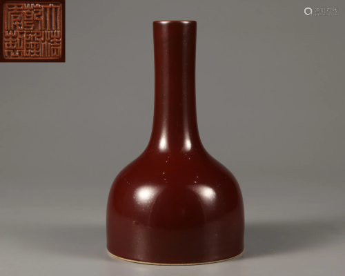 A Red Glazed Bell Shaped Zun Vase Qing Dynasty