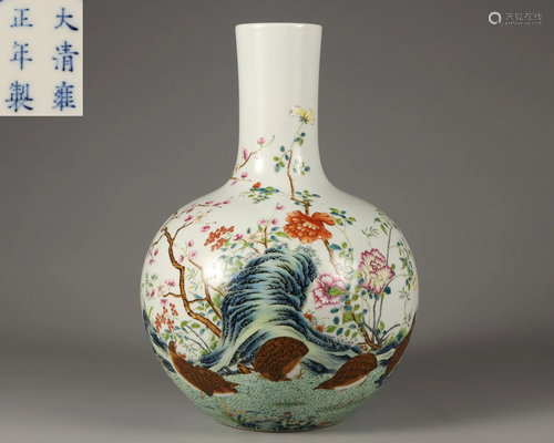 A Famille Rose Globular Vase Qing Dynasty