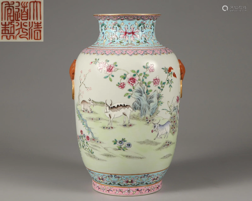 A Famille Rose Lantern Vase Qing Dynasty