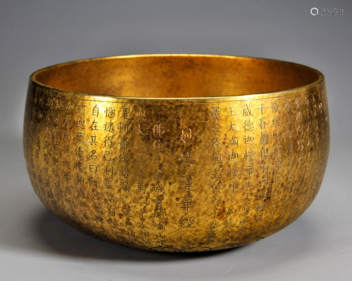 An Inscribed Bronze Gilt Alm Bowl Qing Dynasty