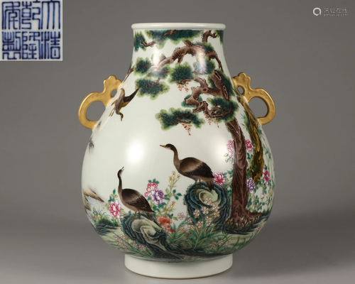 A Famille Rose Zun Vase Qing Dynasty