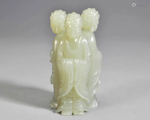 A Carved White Jade Figure Qing Dynasty