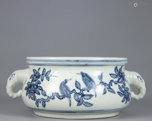 A Blue and White Censer Qing Dynasty