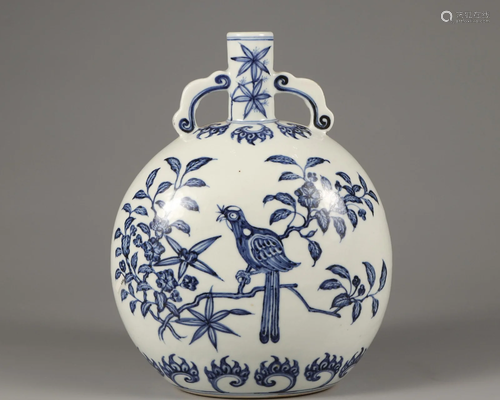 A Blue and White Moon Flask Qing Dynasty