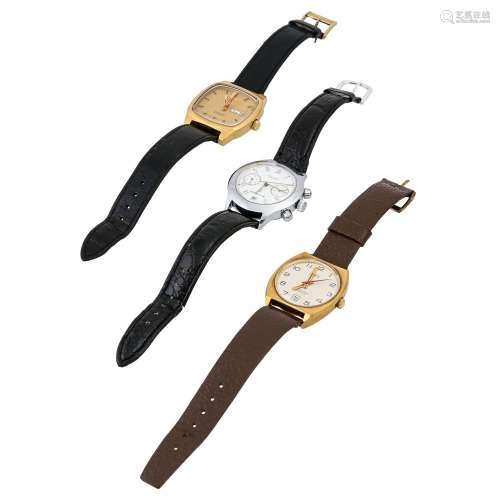 KONVOLUT 3x Herren Armbanduhren + Uhrenbox für 8 Uhren