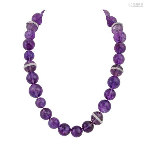 Amethyst Kugelkette mit steinbesetzter Schließe