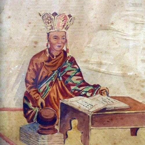 Nguyen Van Nghiem. Bhikshu assis coiffé de sa couronne (chap...