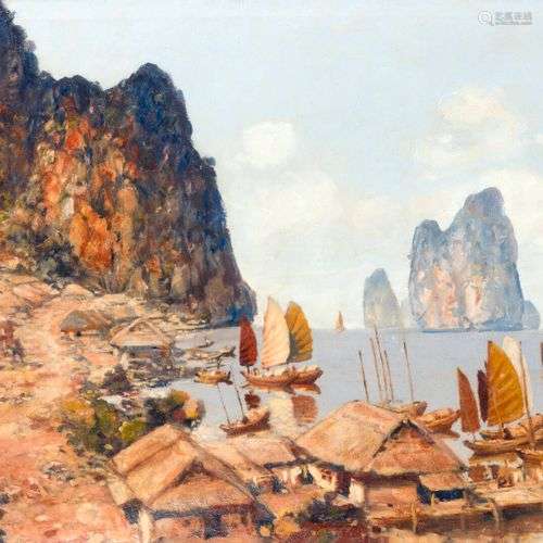 Nguyen Maï Thu (XXe) Village de pêcheurs de la baie d'Along....