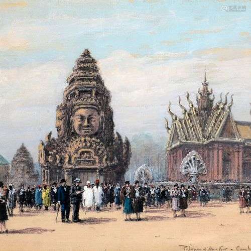 René LIGERON (1880-1946) Pylônes d'Angkor Cambodge - Tour d'...