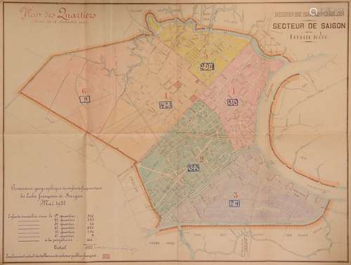 1937. Un ensemble de 7 cartes - documents de travail - édité...