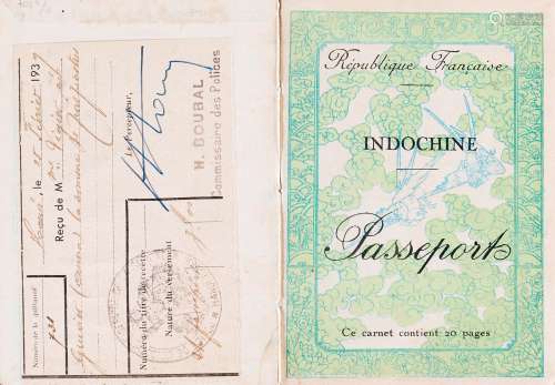 Gouvernement Général de l'Indochine. INDOCHINE - Passeport. ...