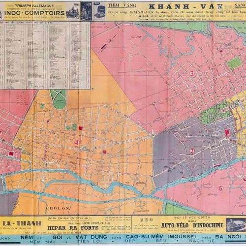 1955. Carte Cholon-Saïgon. Vers 1954. Avec noms des rues en ...
