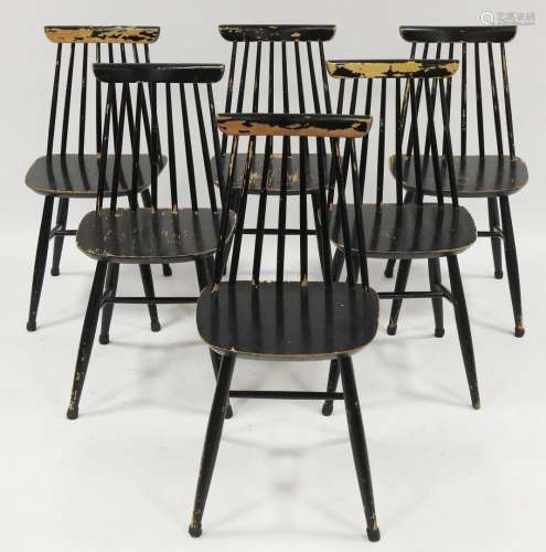 Ilmari TAPIOVAARA (1914 - 1999) Suite de six chaises modèle ...