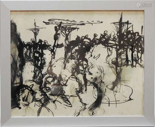 Bernard DAMIANO (1926 - 2000) Golgotha Lavis d'encre signé e...