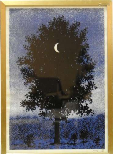 René MAGRITTE (1898 - 1967) d'après Lune et arbre Estampe en...