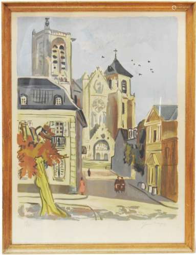 Yves BRAYER (1907 - 1990) d'après Vue d'église Lithographie ...