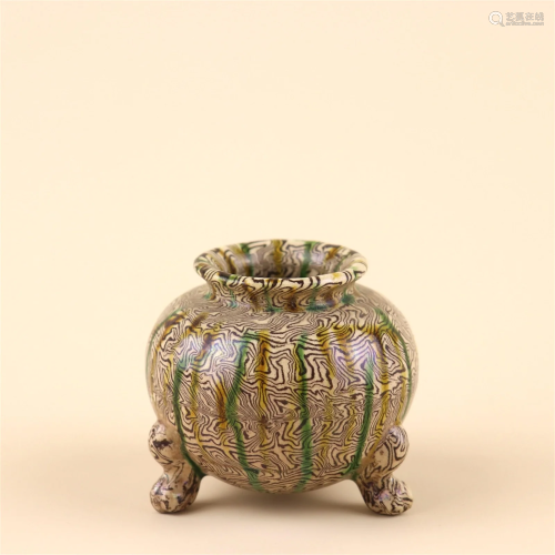 A San-Cai Glazed Porcelain Incense Burner