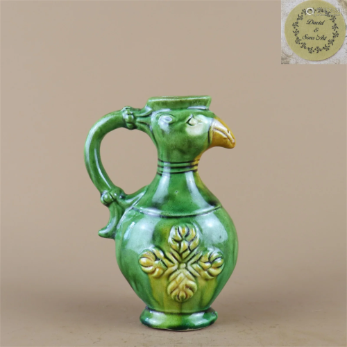 A San-Cai Glazed Parrot Shaped Wine Pot