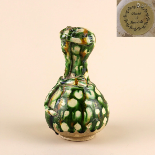 A San-Cai Glazed Garlic-Mouth Vase