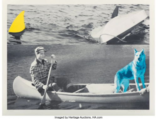John Baldessari (1931-2020) Man, Dog (Blue), Can