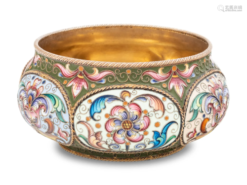 A Feodor Ruckert Enameled Silver Bowl