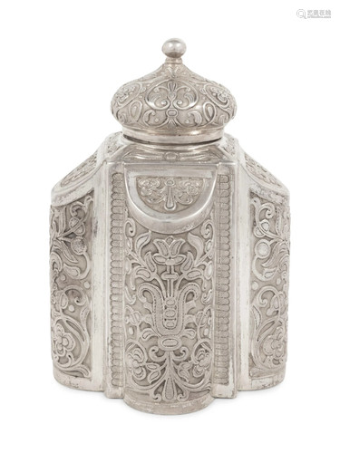 A Russian Silver Tea Caddy