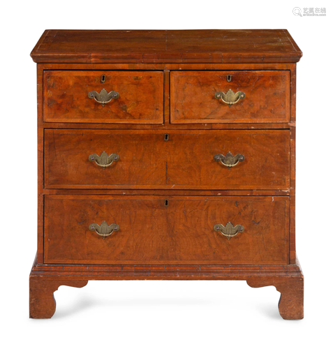 A George II Burl Walnut Chest of Drawers