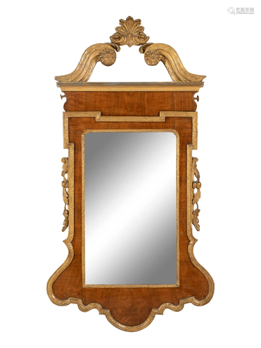 A George II Parcel Gilt Walnut Mirror