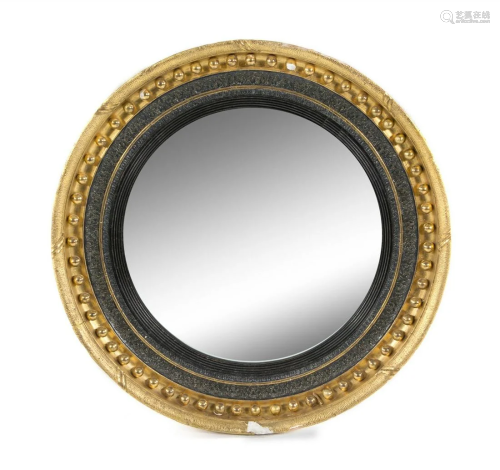 A Regency Style Giltwood Convex Mirror