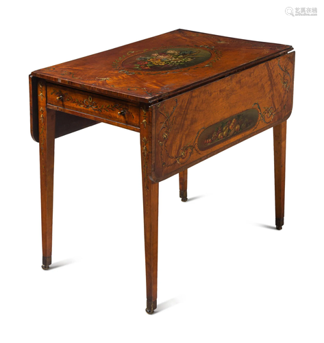 A George III Painted Satinwood Pembroke Table