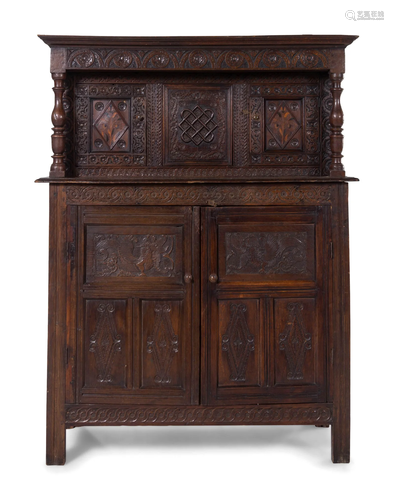 A Jacobean Style Oak Court Cupboard