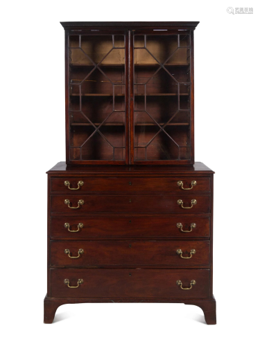 A George III Mahogany Secretary Bookcase