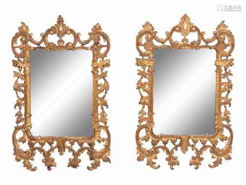 A Pair of George III Carved Giltwood Mirrors