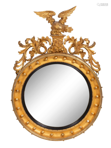 A Regency Giltwood Convex Mirror