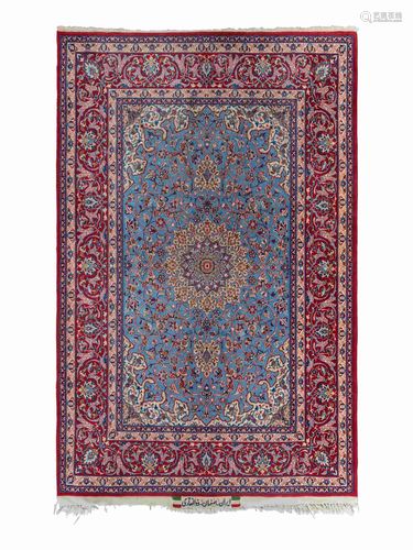 A Signed Isfahan Wool Rug