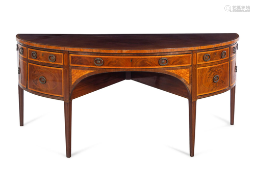 A George III Satinwood and Ebony-Banded Mahogany