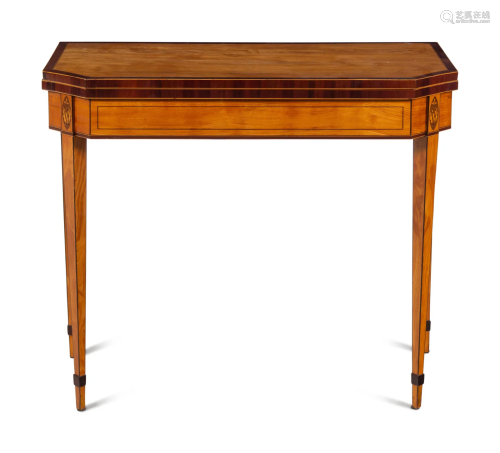 A George III Satinwood and Marquetry Flip-Top Table