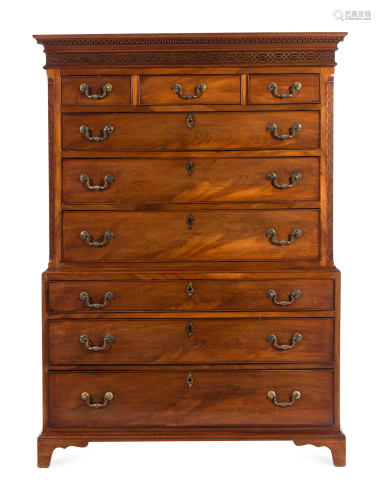 A George III Carved Mahogany Chest-on-Chest